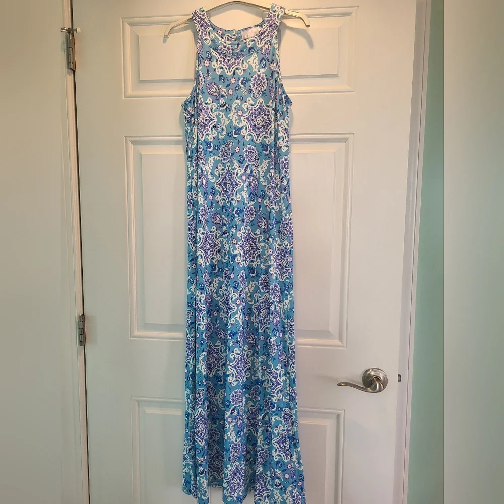 Stella Parker Chic Blue Patterned Maxi Dress - Picture 1 of 9